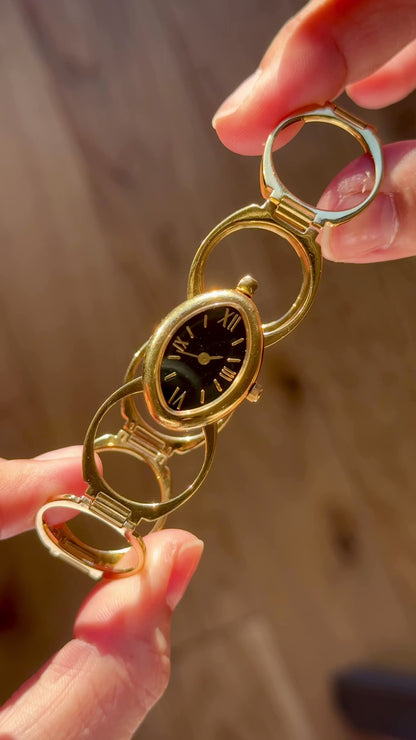 Vintage Art Deco Ring & Bracelet Watch - Gold Plated
