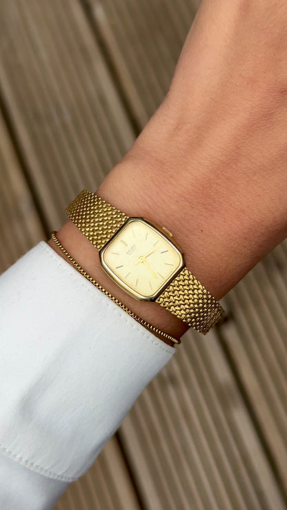 Vintage Seiko Integrated Woven Bracelet Watch 1983 - gold plated