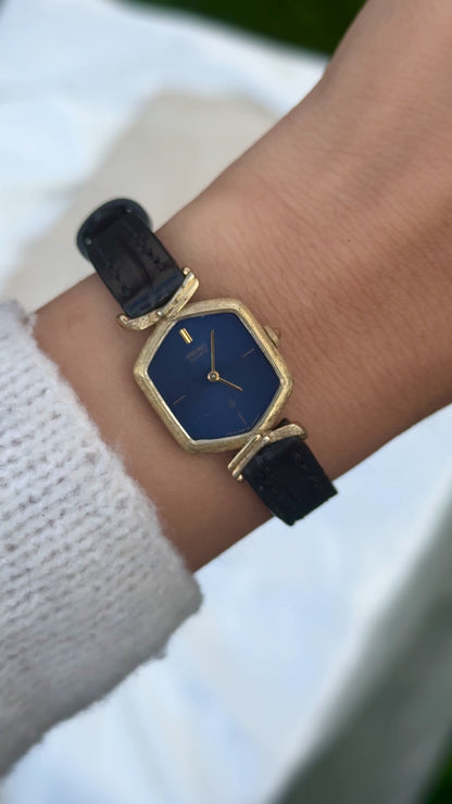 Ultra Rare Vintage 1978 Seiko Watch - Gold Plated Case, Genuine Handmade Leather