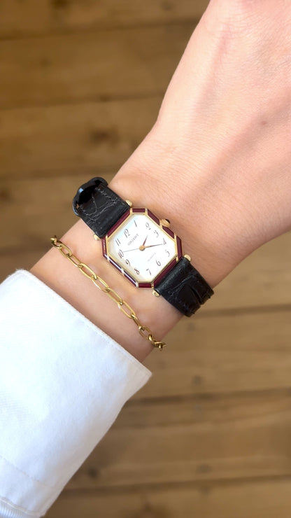 ORIENT Vintage Watch 1980s - Gold plated, enameled case