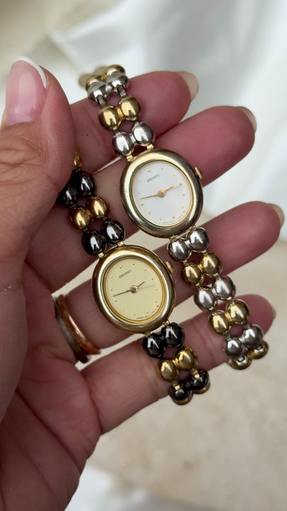 Vintage Seiko Watch 1995 - 18k Gold Plated, Oval Face (Sold separately)