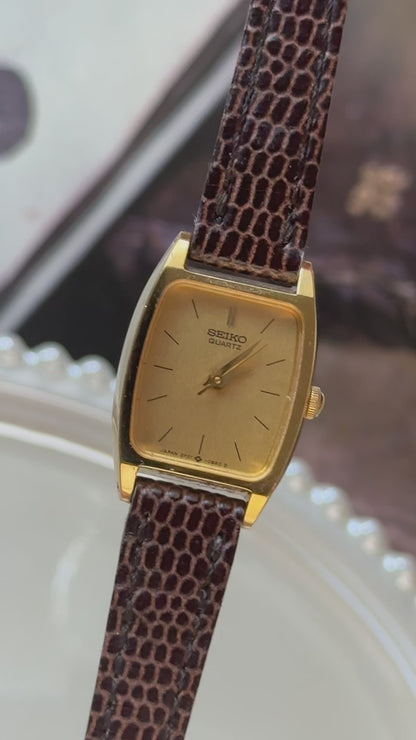 Vintage Seiko 1996 Watch - Gold Plated, Original Leather