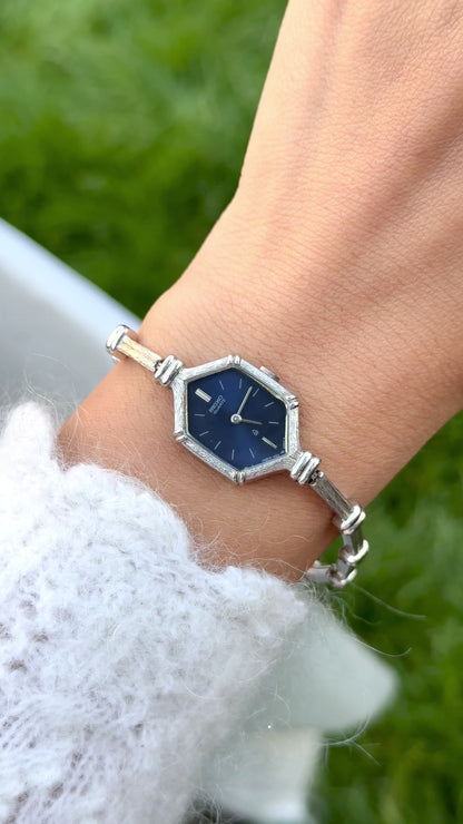 Ultra Rare Seiko Octagon Deep Blue Dial Vintage Watch 1989