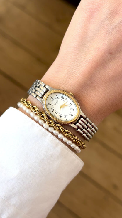 Seiko Alba Vintage Watch, Oval Dial, Art Deco Bezel